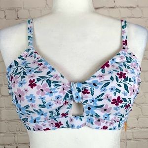𝅺Kona Sol Spaghetti Strap Floral Print Bikini Top Size X Large 16-18 NWOT